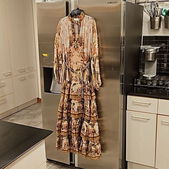 💕ZIMMERMANN💕 Lyre Ruffle Tiered Billow Sleeve Midi Dress ~ Spliced US 6 NWT - Picture 11 of 16